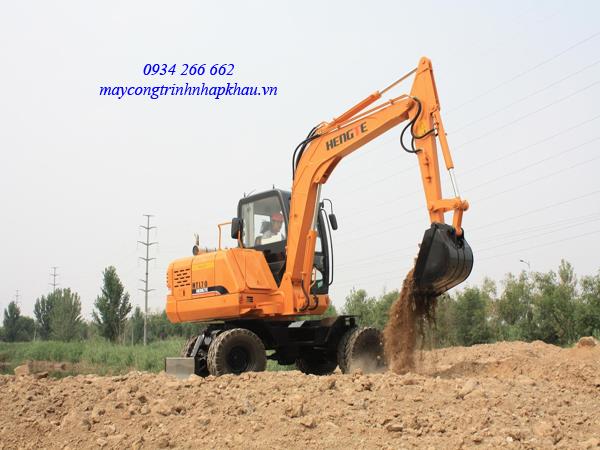 máy xúc đào thủy lực bánh lốp hiệu Hengte Trung Quốc gầu 0.23m3